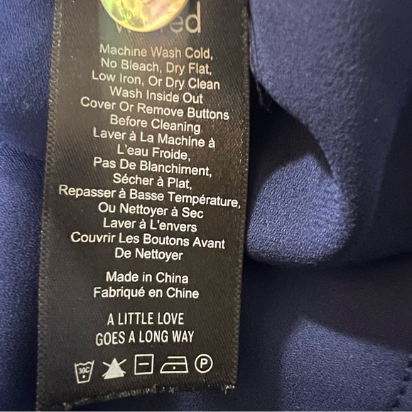 WILFRED Aritzia Mini Button Front A-Line Navy Chiffon Dress Size 2 - Picture 9 of 11